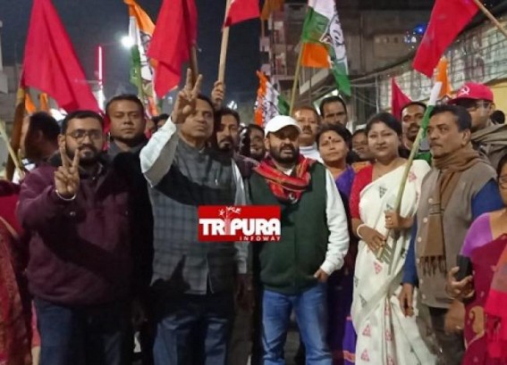 Left, Congress’s Joint Fight against BJP in 2023 Assembly Poll: Both Parties begin Campaigning jointly for 60 Constituencies Left, Congress’s Joint Fight against BJP in 2023 Assembly Poll: Both Parties begin Campaigning jointly for 60 Constituencies